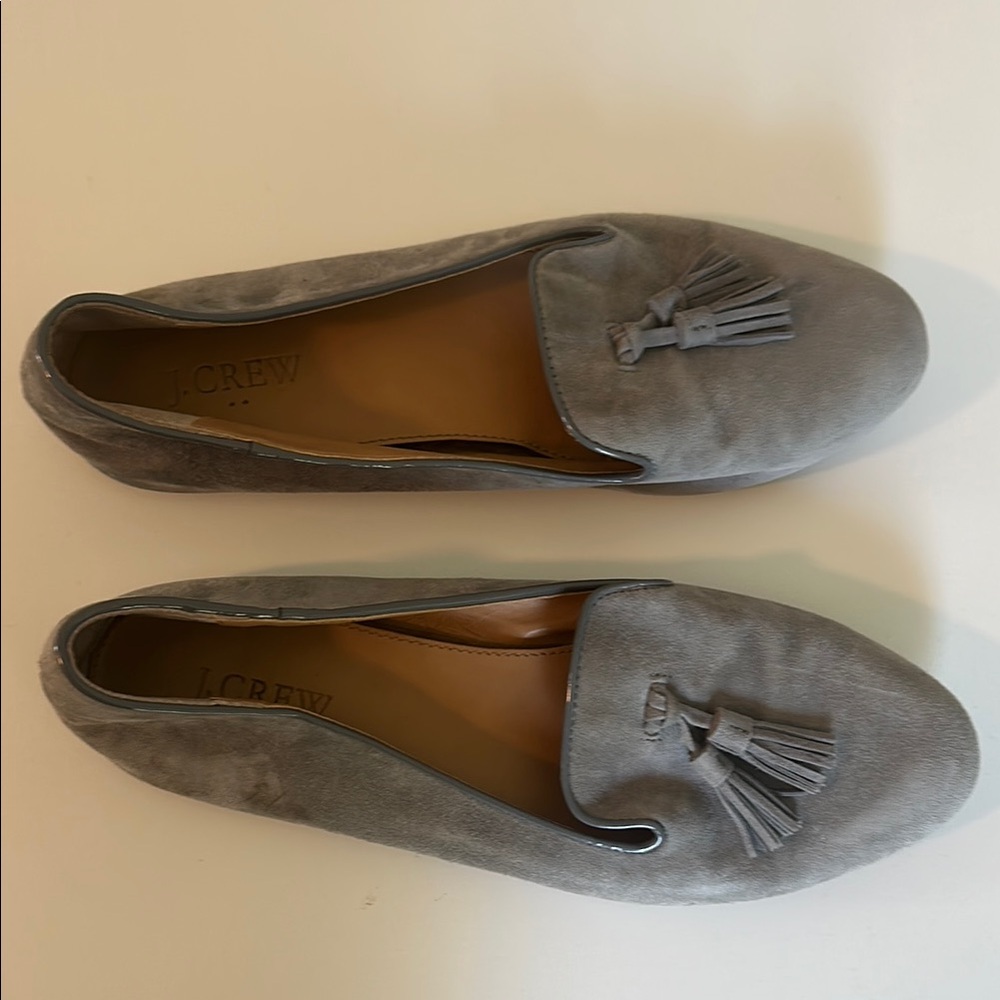 J. Crew Gray Suede Tassel Loafers